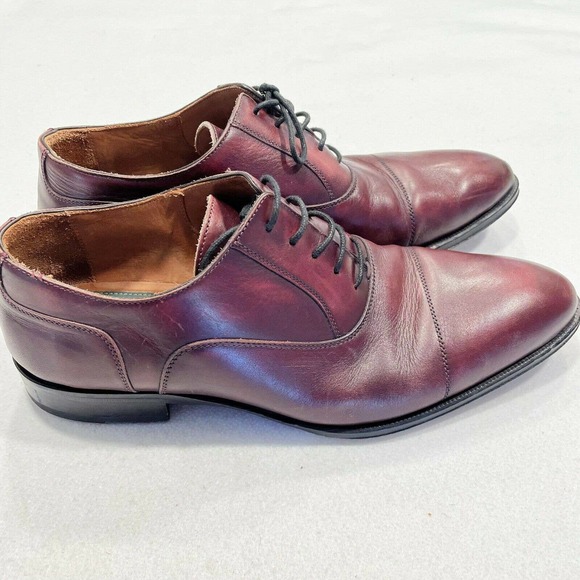 Pastori 9.5 Men's Avitus Leather Cap Toe Oxford Dress Shoes Burgundy Italy $425